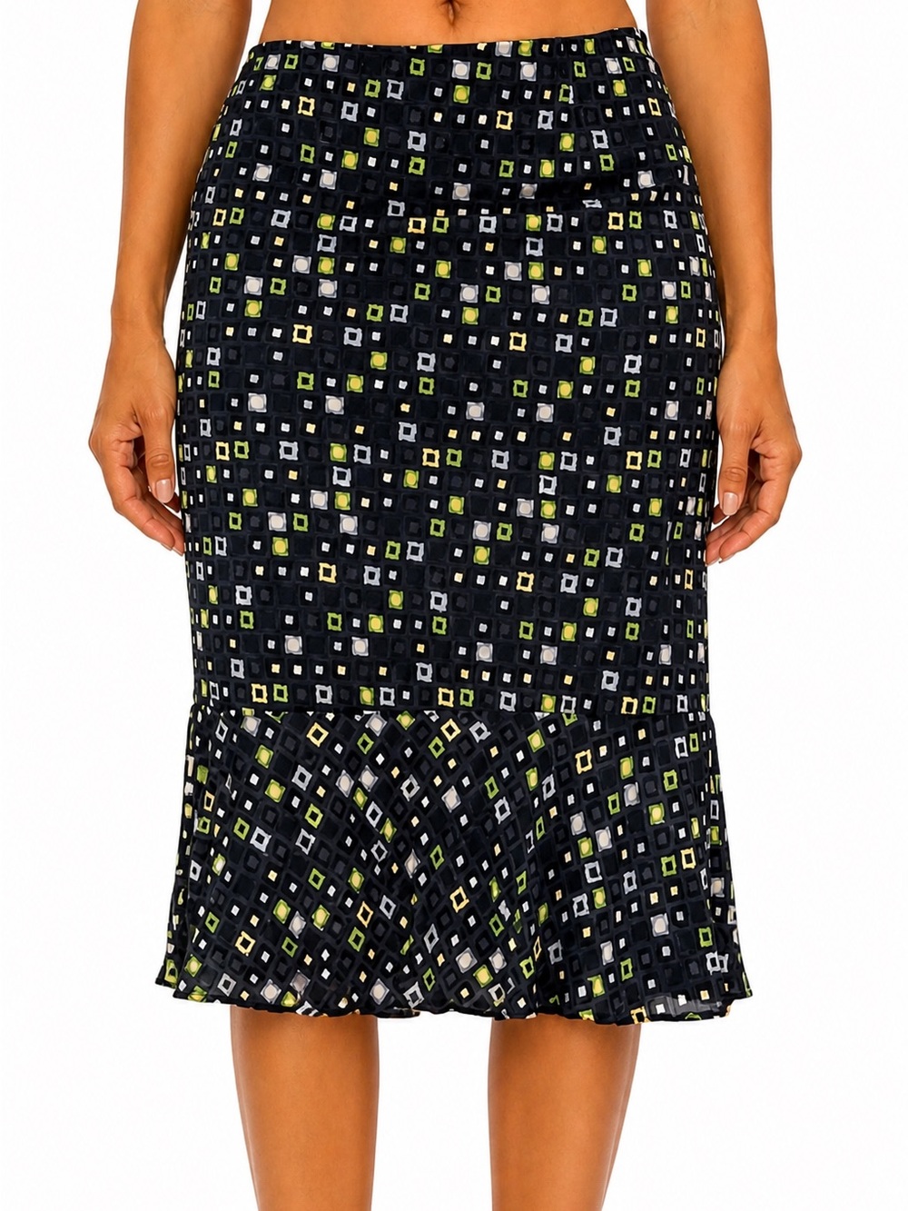 Vintage Talbots 100% Silk Midi Skirt Size 12 Y2K Whimsy Ruffle Hem